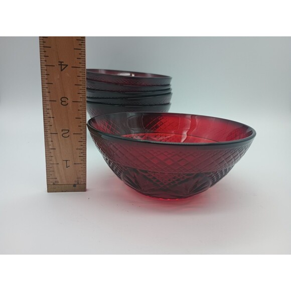 Ruby Red Luminarc Cristal d’Arques Durand France Bowls 5.5" soup cereal set of 6 - Picture 4 of 5